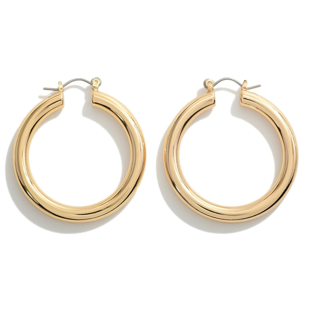 Chunky Brass Hollow Hoop