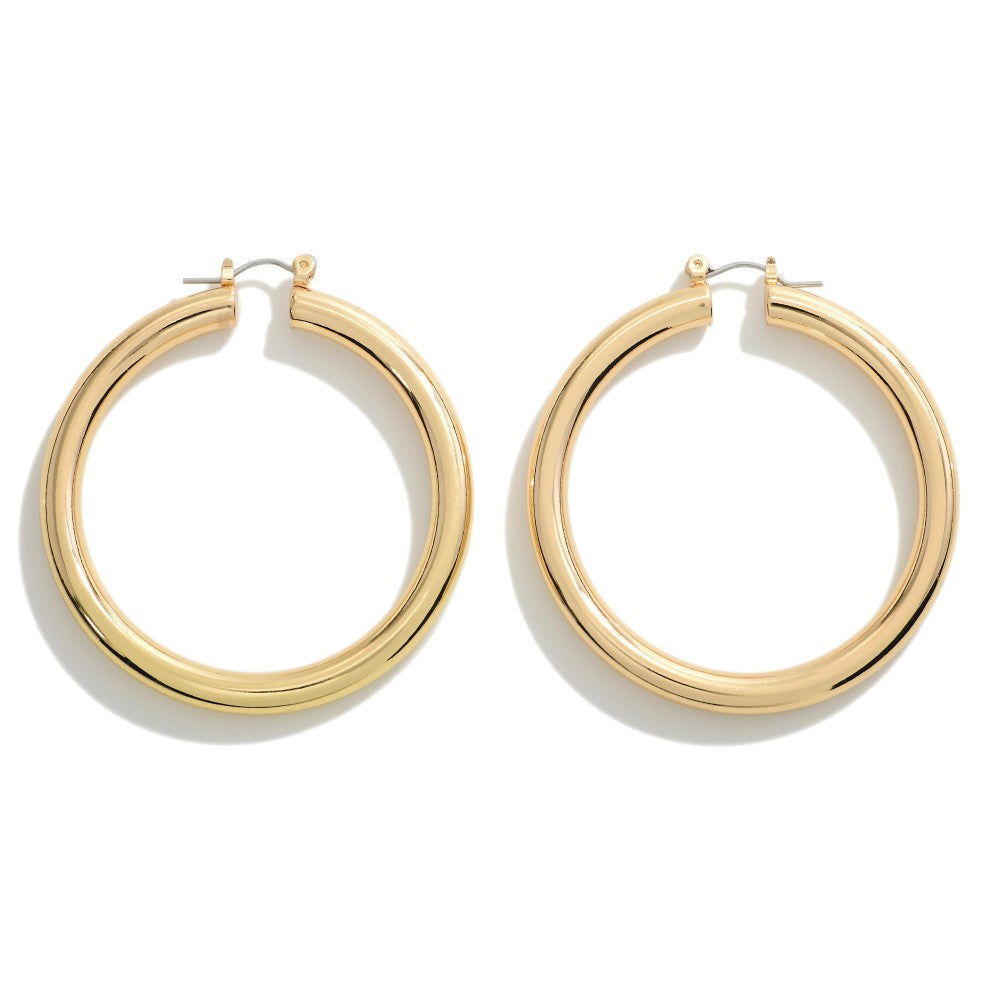 Chunky Brass Hollow Hoop