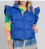 Plus- Ruffle Sleeve Puffer Vest