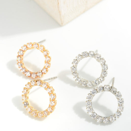 Circle Rhinestone Stud Earrings