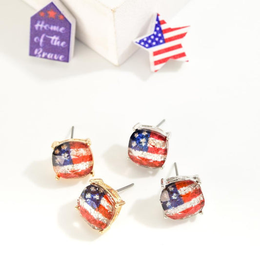 American Flag Resin Stud Earrings