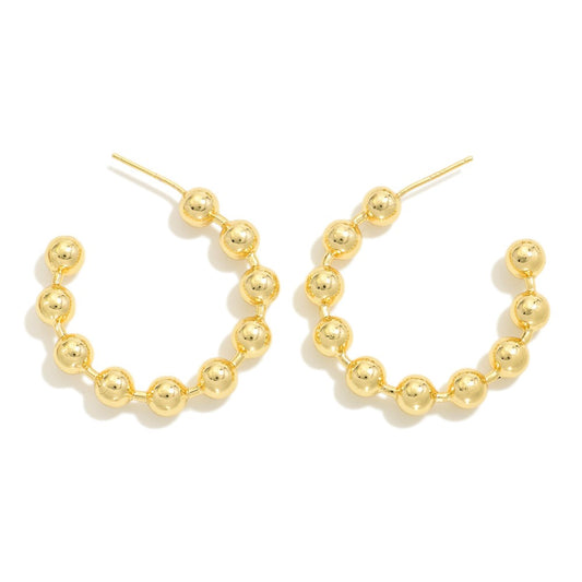 Metal Beaded Hoop Earrings