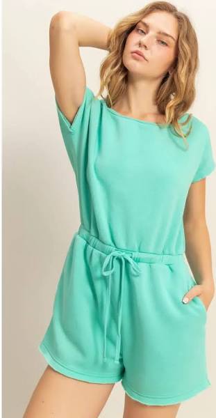 Cap Sleeve Drawstring Waist Romper