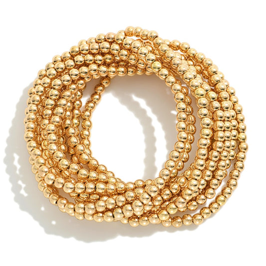 Set of Ten Gold Stretch Bracelets
