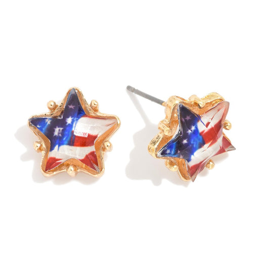 American Flag Star Stud Earrings