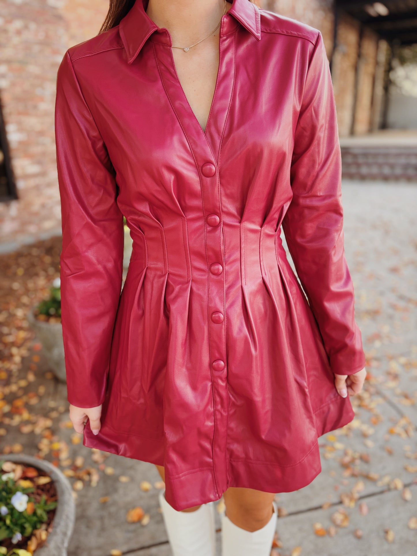 Long Sleeve Cinched Waist Dress