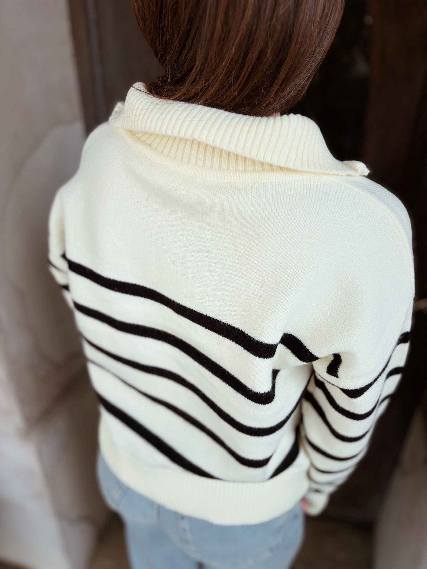 Striped Half Zip Sweater