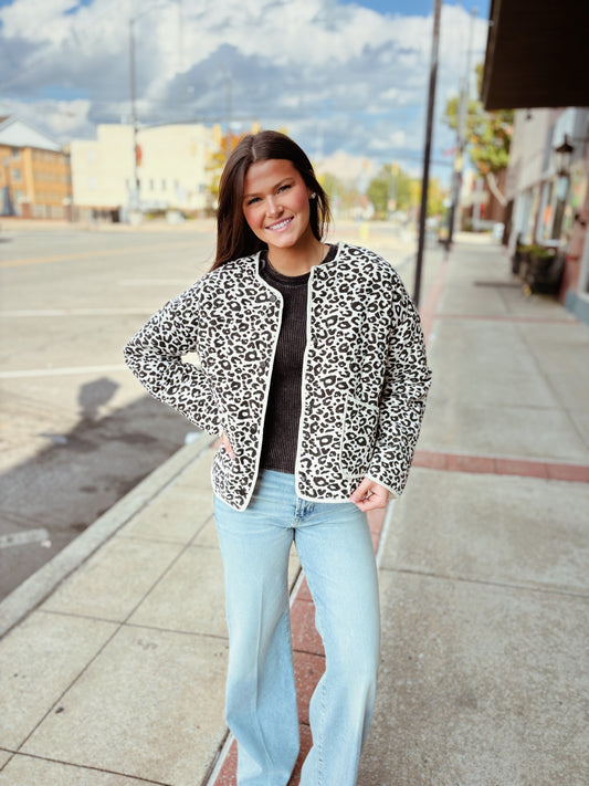 Leopard Quilted Puffer Jacket