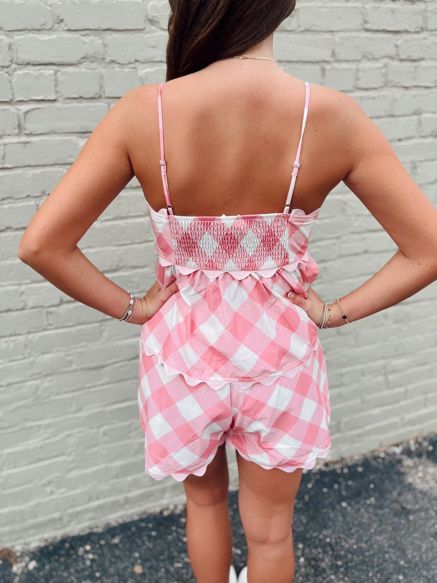 Gingham Ric Rac Trim Short Set
