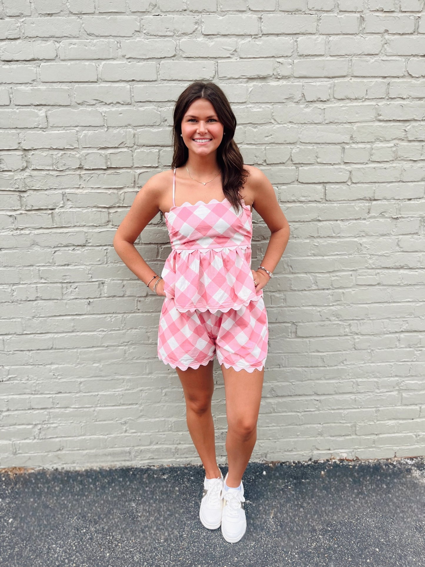 Gingham Ric Rac Trim Short Set