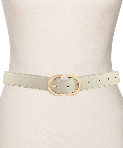 Beige Oval Buckle Belt