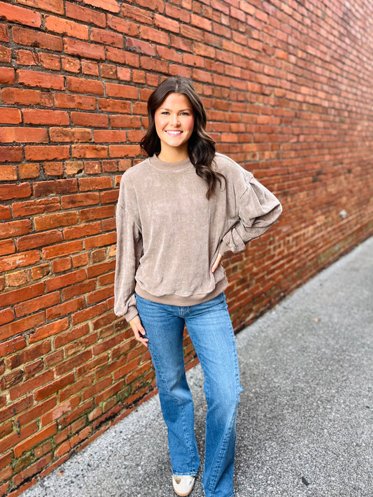 Mocha Velour Pullover