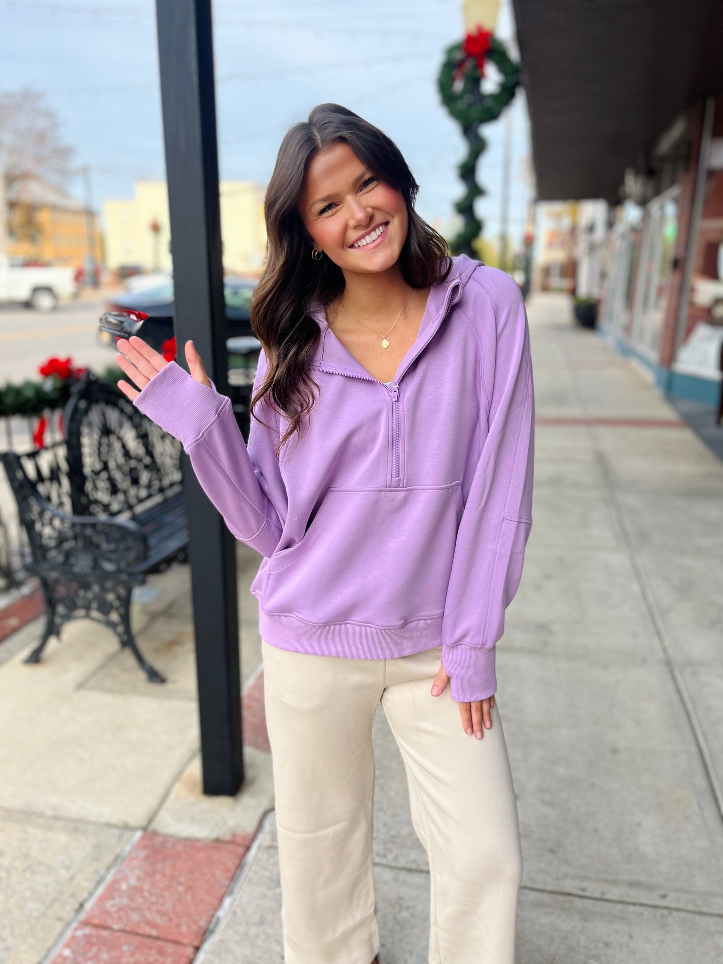 Lilac Scuba Quarter Zip Hoodie
