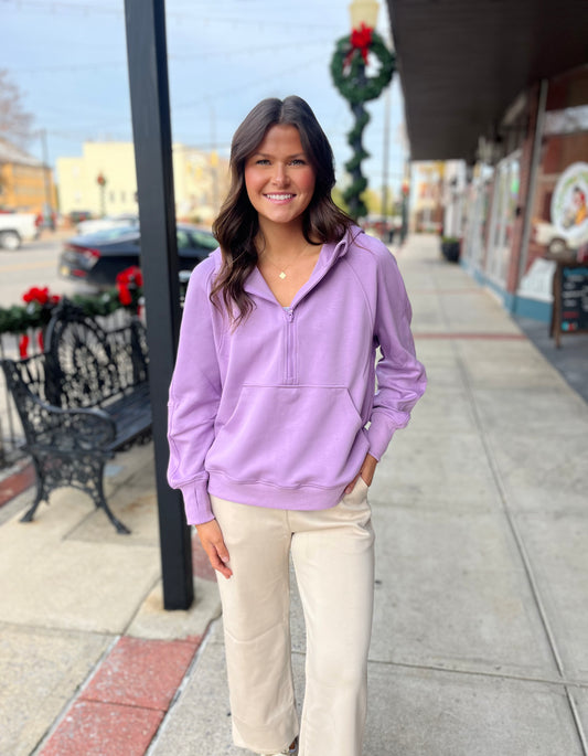 Lilac Scuba Quarter Zip Hoodie