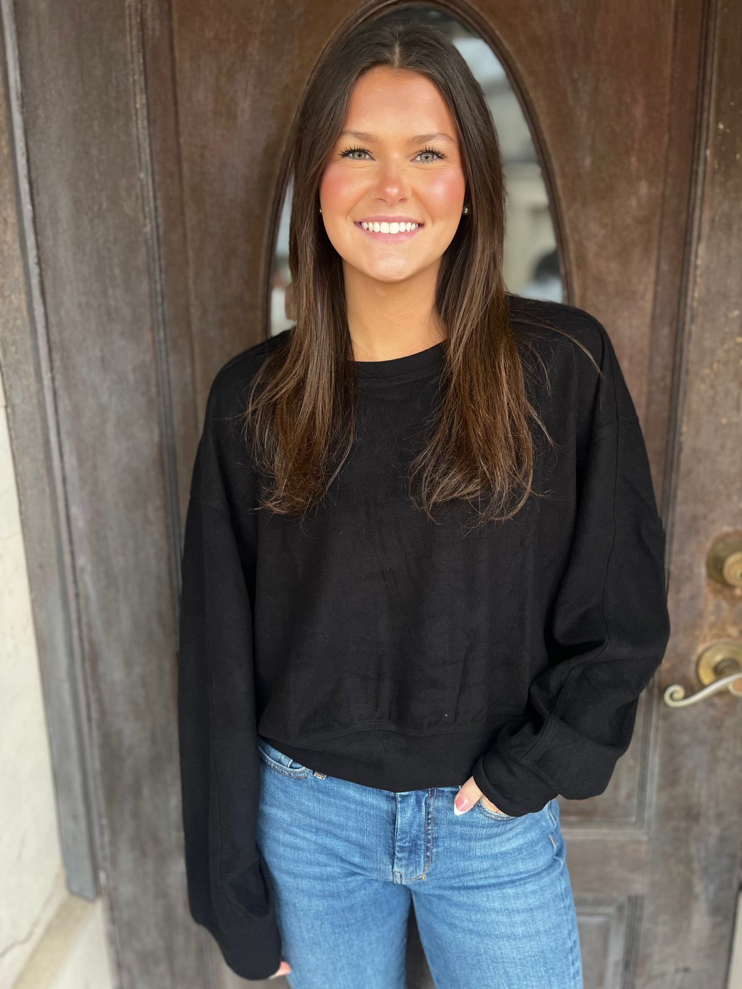 Soft Ribbed Relaxed Fit Sweatshirt