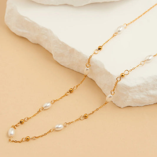 Narelle Waterproof Pearl and Bead Station Necklace