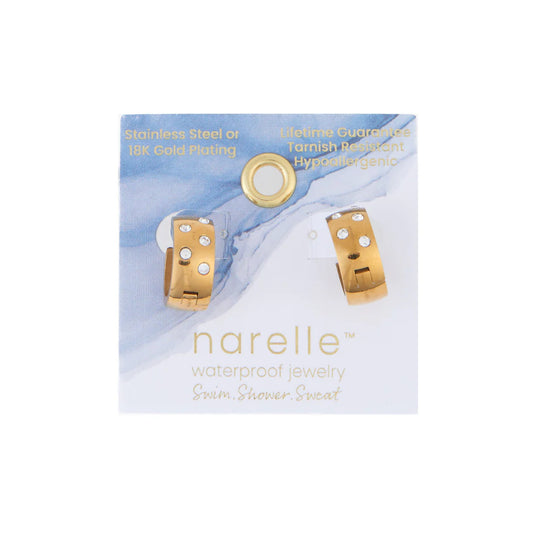 Narelle Waterproof Cubic Zirconia Inlay Huggie Hoop Earrings