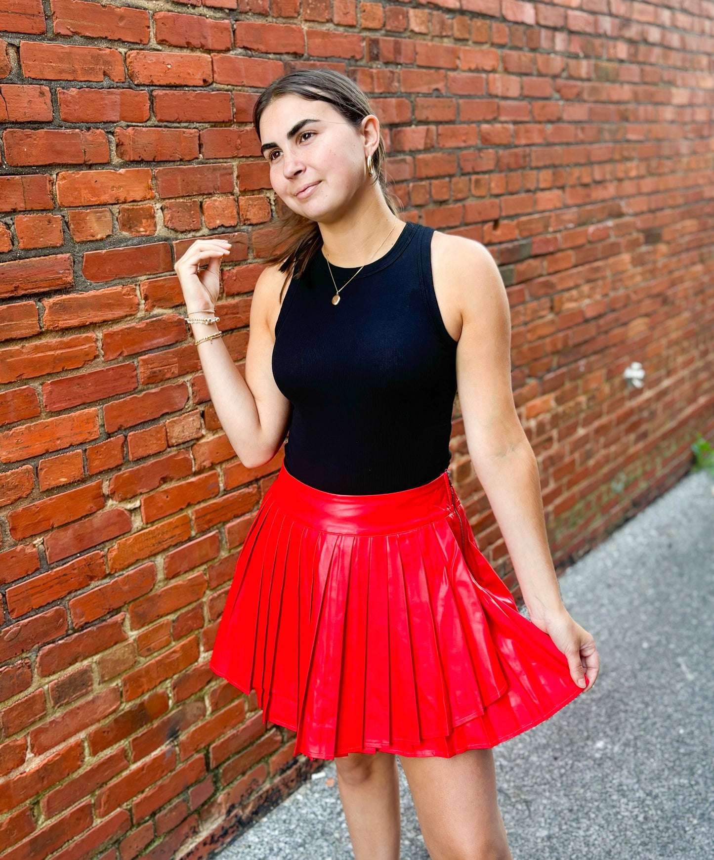 Leather Pleated Skort