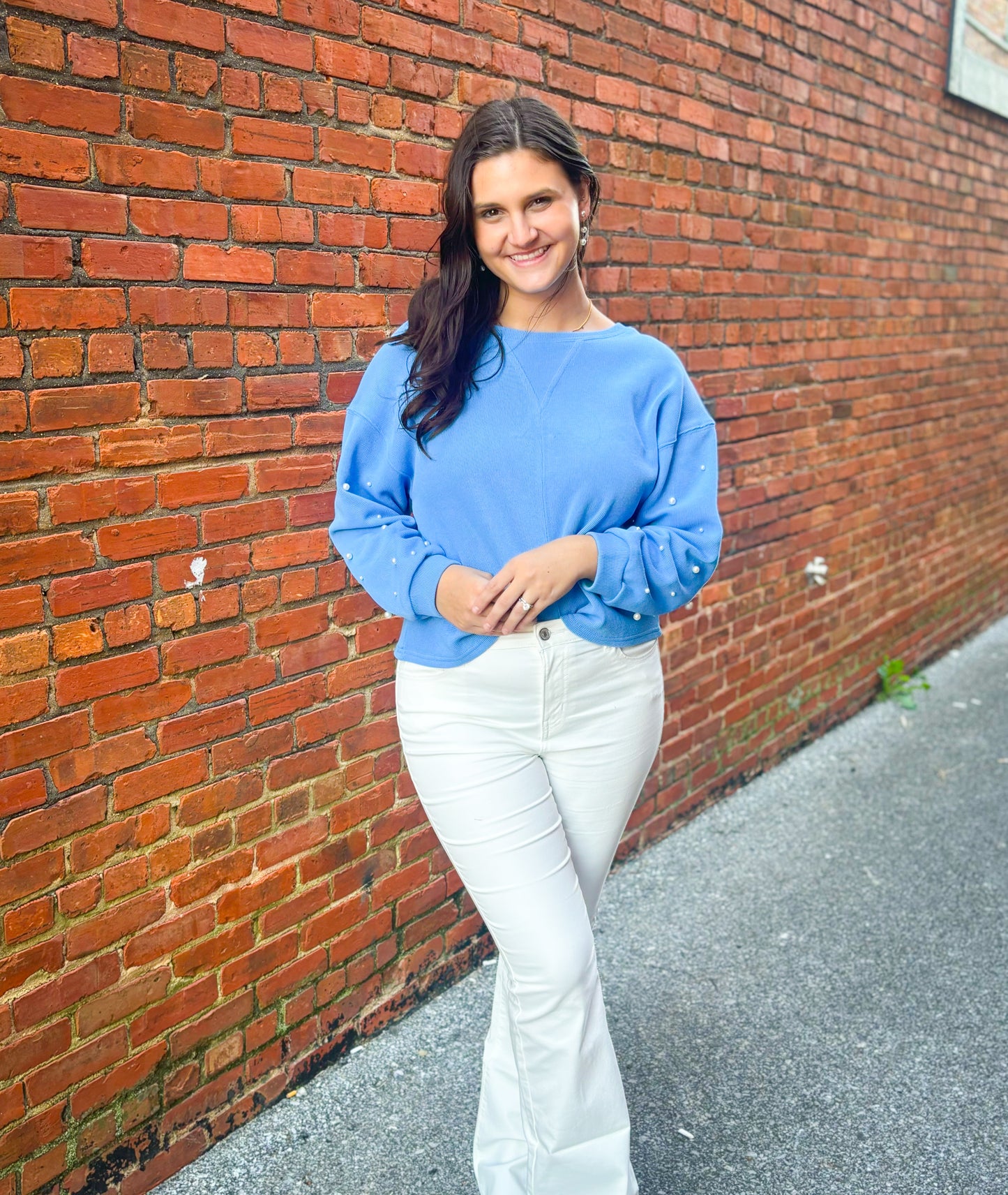 Blue Pearl Knit Top