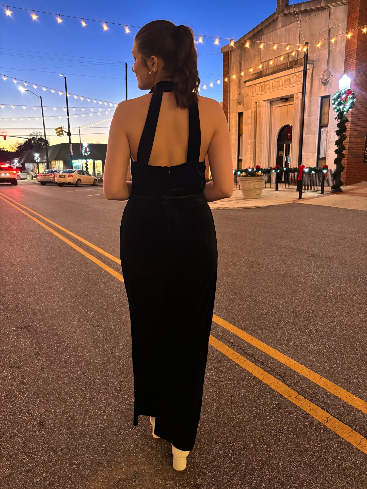 Velvet Cowl Neck Jumpsuit