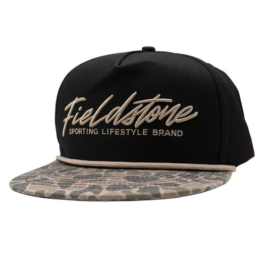 Black Camo Bill Script Hat
