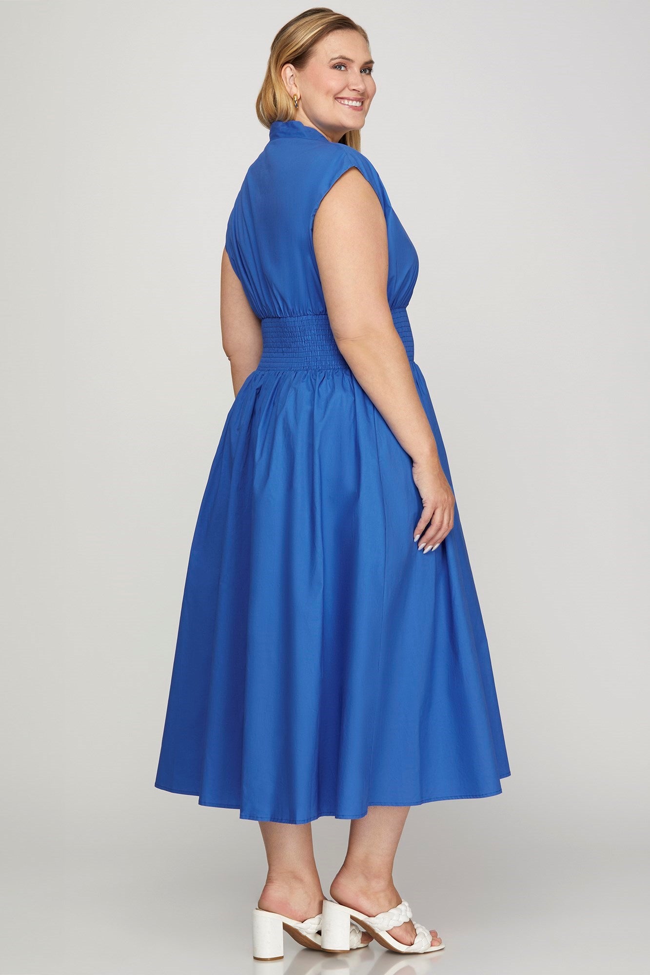 Plus Smocked Zipper Dress