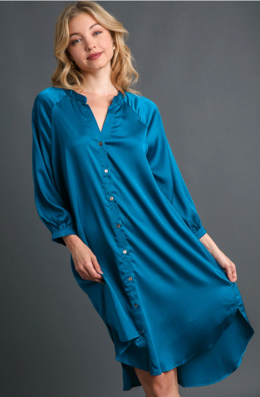 Satin Button Down Dress