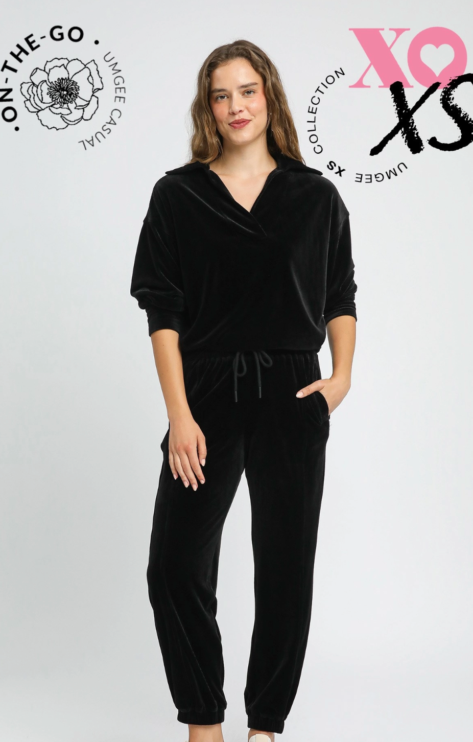 Black Ribbed Collared Top