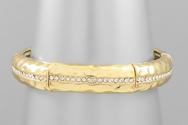 Gold Textured Rhinestone Bracelet