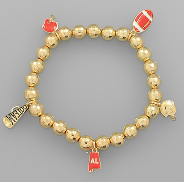 Gold Football Charm Bracelet