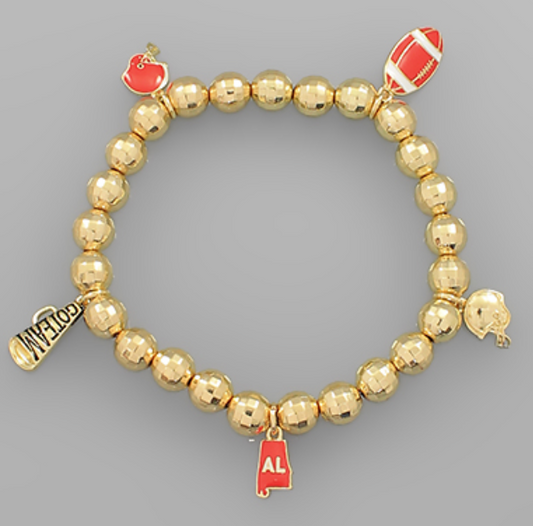 Gold Football Charm Bracelet