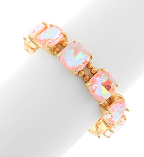 Cushion Cut Stone Gold Bracelet