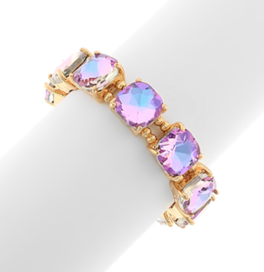 Cushion Cut Stone Gold Bracelet