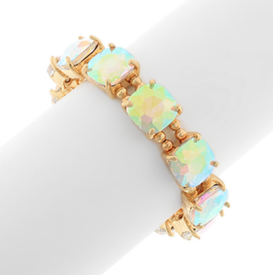 Cushion Cut Stone Gold Bracelet