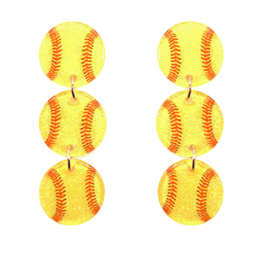 Glitter Softball Earrings