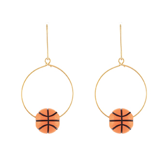 Basketball Gold Wire Earrings
