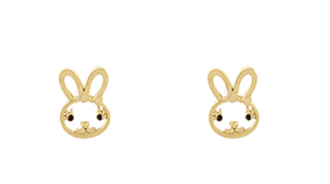 Bunny Face Gold Earrings