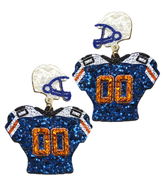 Glitter Football Jersey Earrings