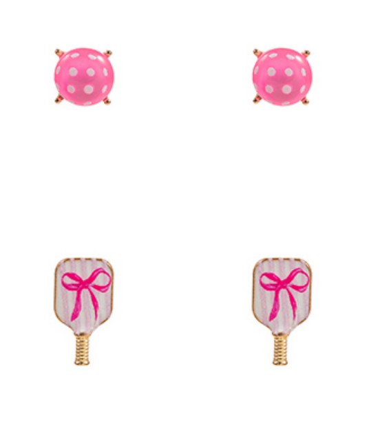 Pink Pickleball Earring Set