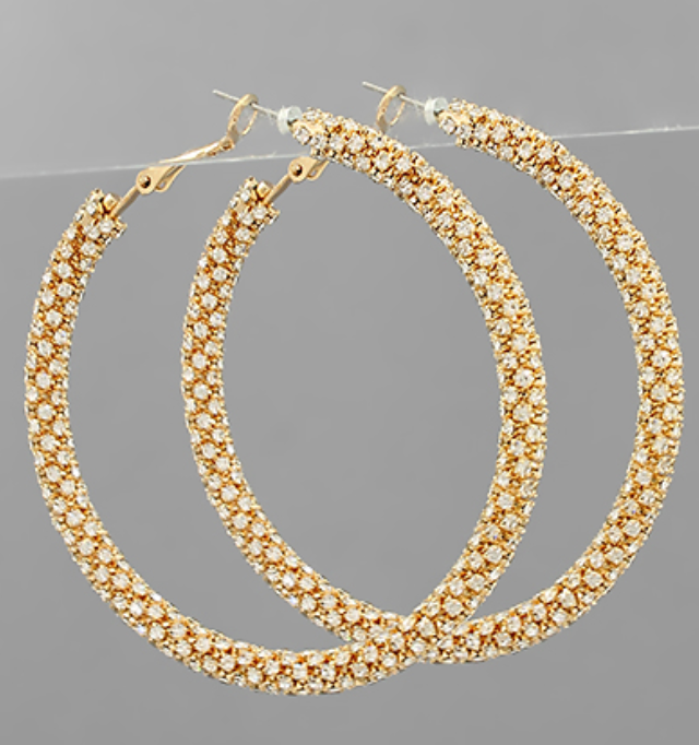 Large Gold Rhinestone Hoops