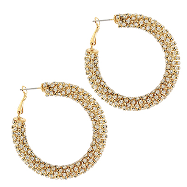 Gold Rhinestone Hoops