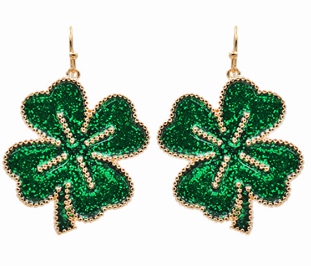 Glitter 4 Leaf Clover Earrings