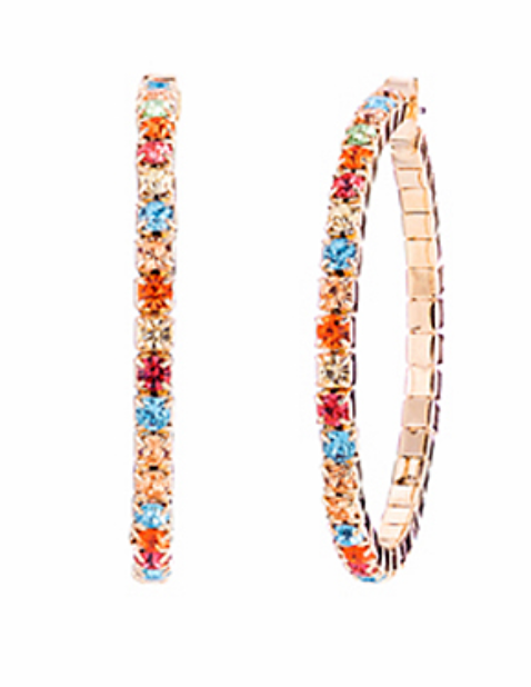 Multicolored Rhinestone Hoops