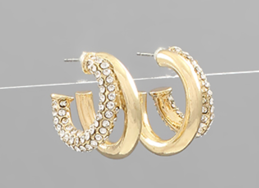 Double Layer Rhinestone Hoops