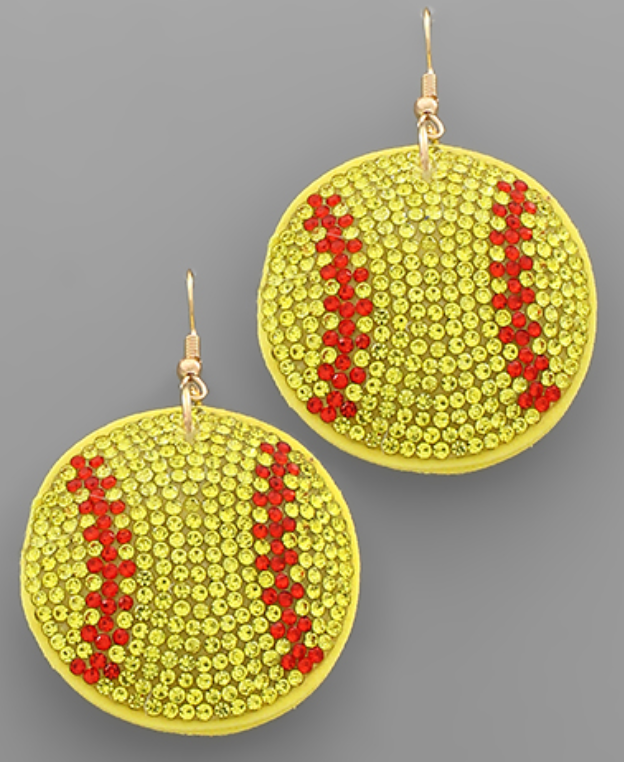 Softball Rhinestone Earrings