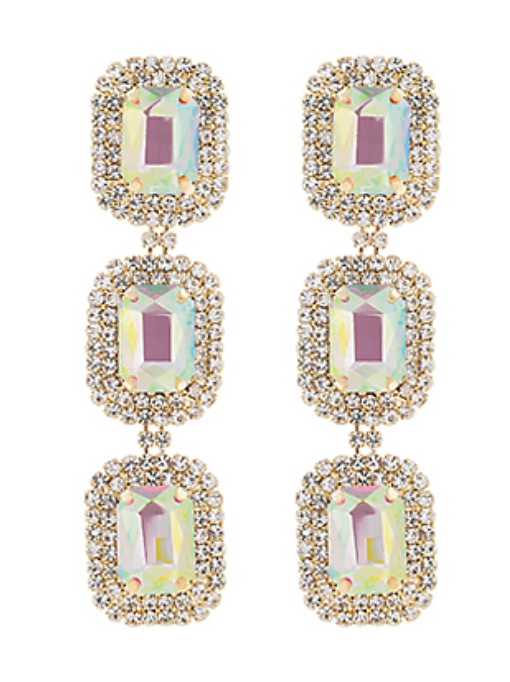 Rectangle Crystal Drop Earrings