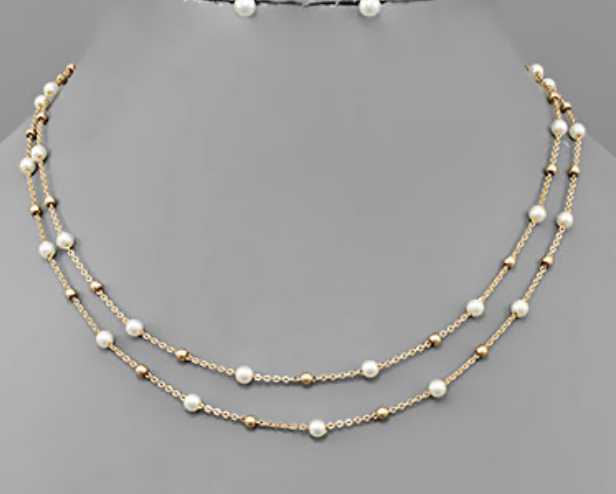 Pearl Layered Chain Necklace