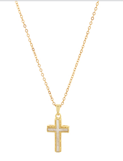 Pearl Cross Pendant Necklace