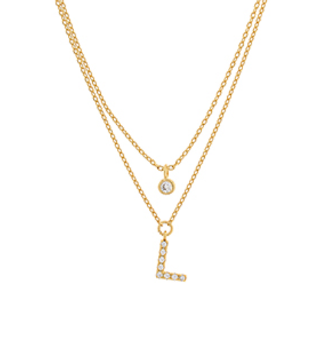 Double Chain Initial Necklace