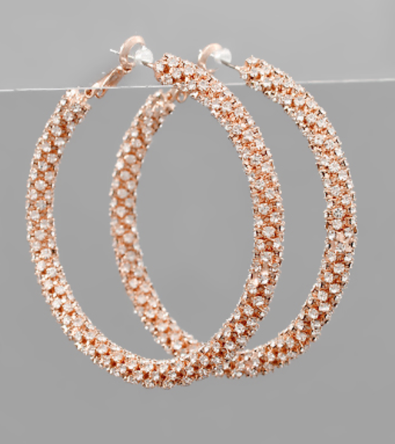Rose Gold Crystal Hoops